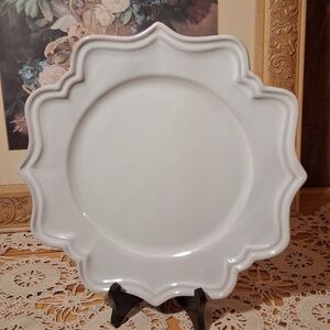 Elegant White Scalloped Dinner Plate